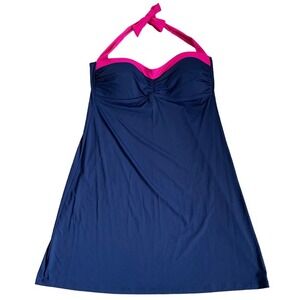 Tommy Bahama Navy Blue With Pink Halter Swim dress